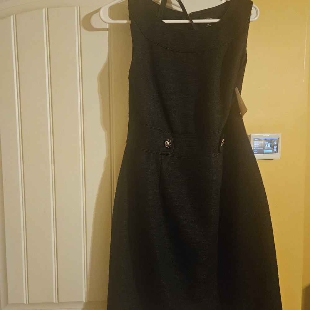 Tahari Black Textured Mini Dress
